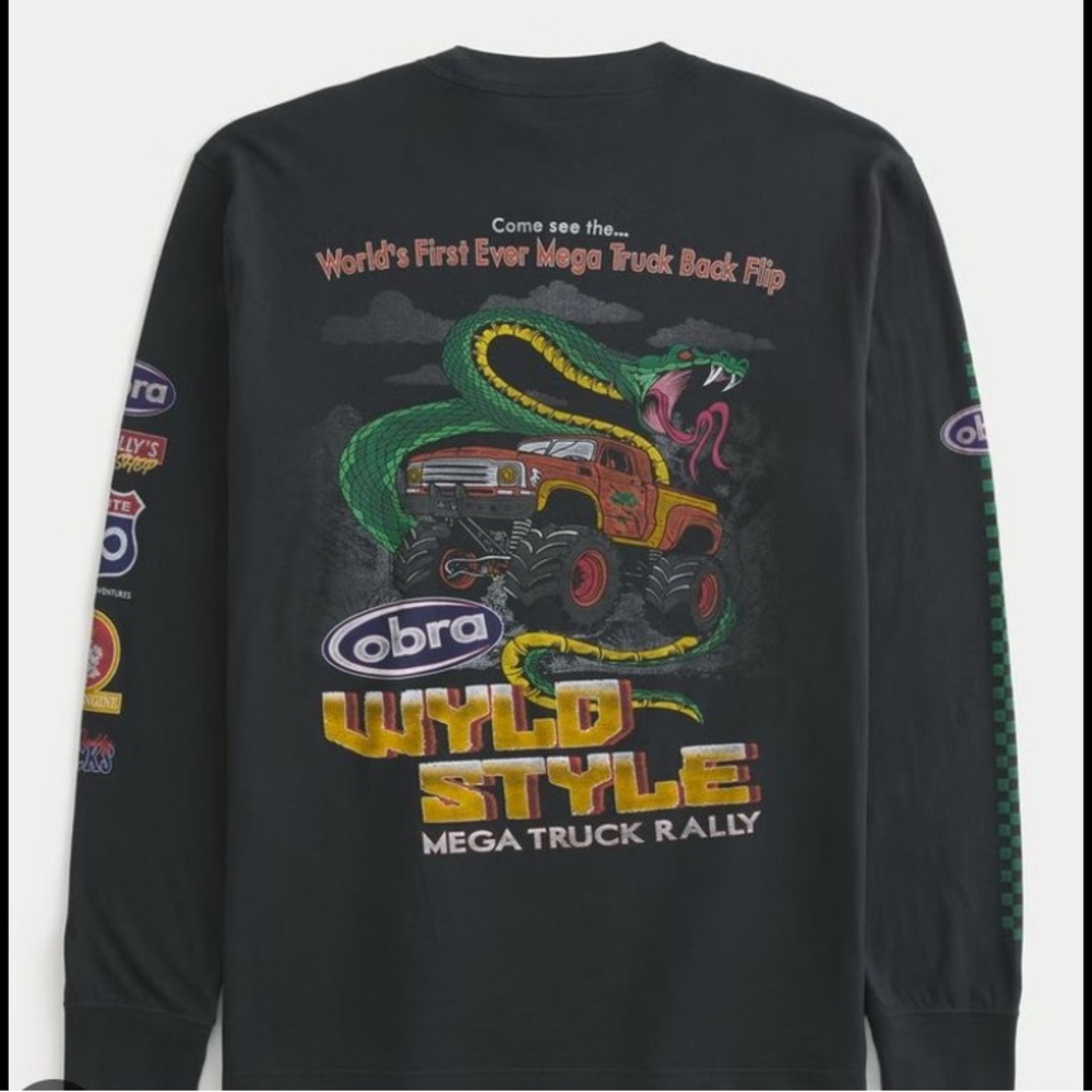 Hollister Black Wyld Style Mega Truck Rally Tee